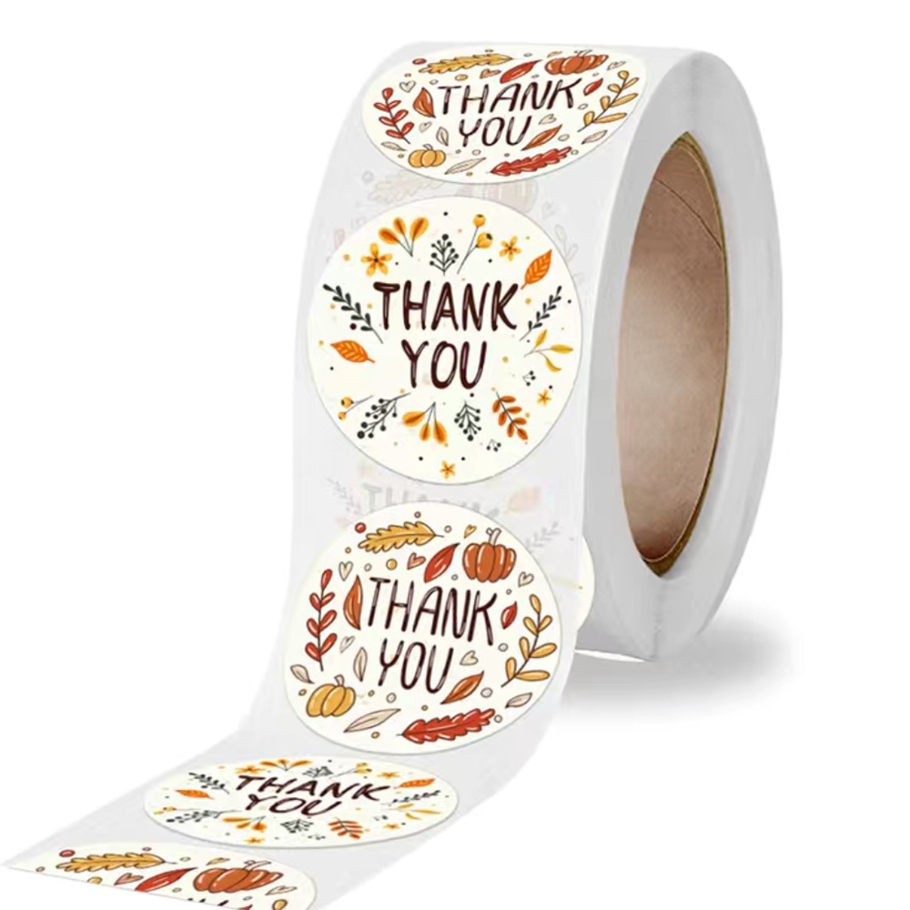 500 Thank You Fall Leaves 1” Round Stickers PRICE IS FIRM - Picture 3 of 3